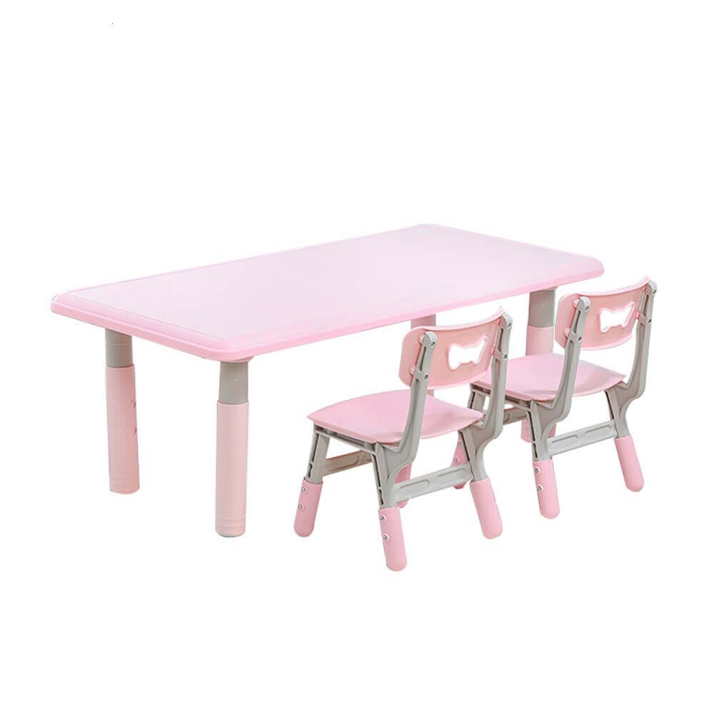Детска голяма маса с два стола, розова