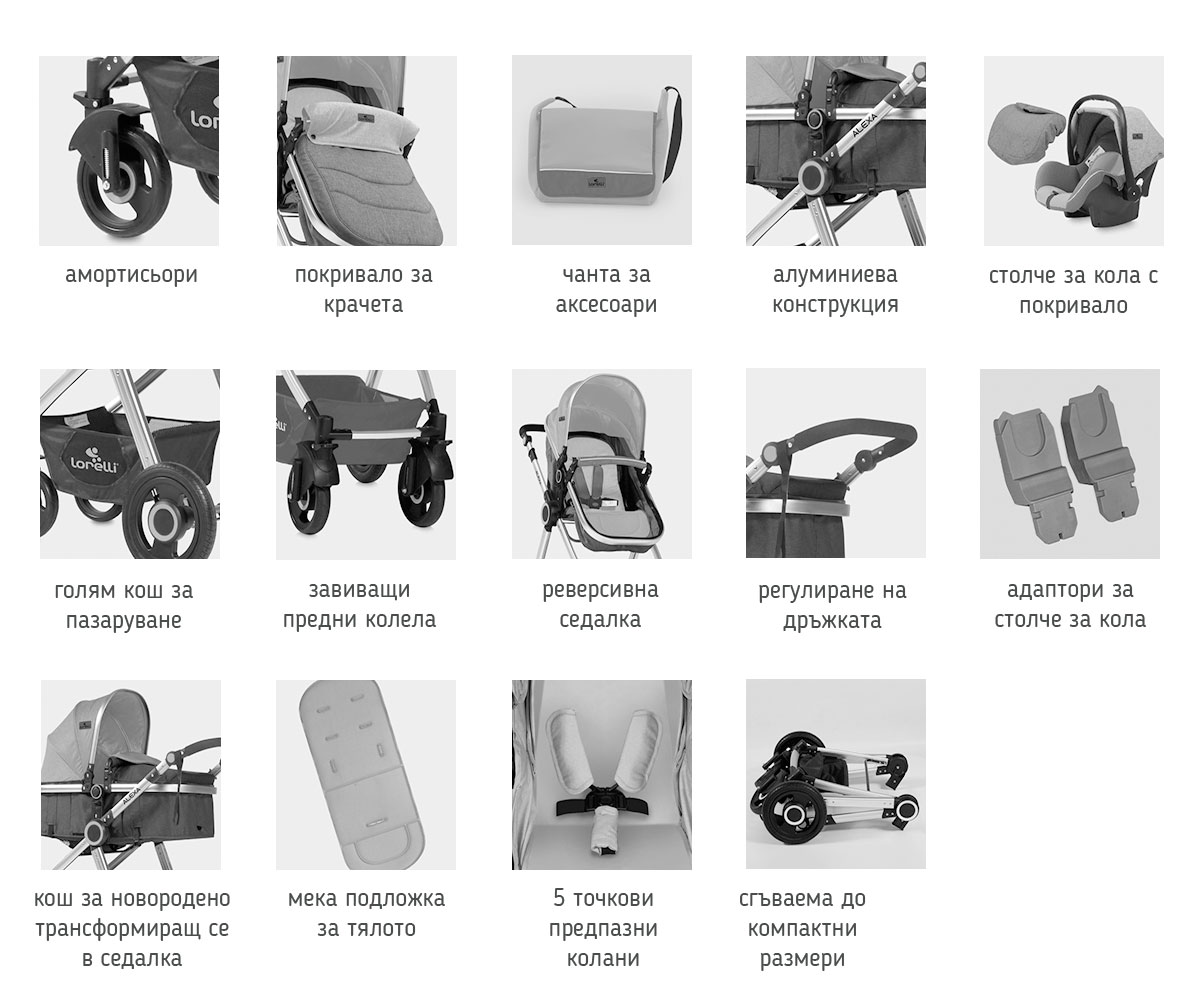 Комбинирана бебешка количка Lorelli Alexa Set, асортиментq Име: Комбинирана  бебешка количка Lorelli Alexa Set, асортимент, 1002129